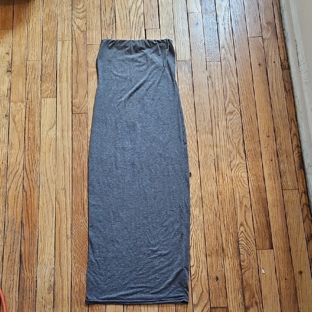 Prettylittlethings Bandeau Grey Maxi Dress